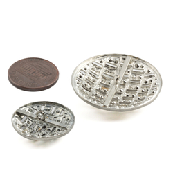 Lot (2) vintage Czech silver metal crystal glass rhinestone fretwork buttons