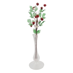 Czech lampwork glass bead wild alpine strawberry stem ornament