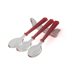 Set (8) antique Czech crystal red bi-color art glass spoons fork