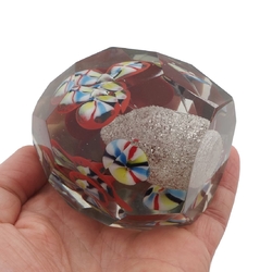 RESERVED LIZ Czech antique crystal glass lampwork millefiori flower paperweight