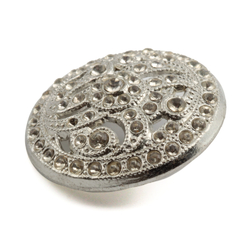 Vintage Czech Nouveau style silver metal crystal glass rhinestone button 22mm