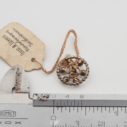 Antique Czech clear glass rhinestone silver filigree button 14mm