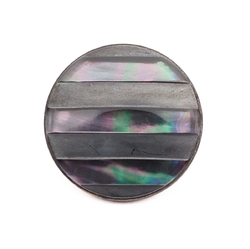 Antique Czech 2 part metal rainbow mother of pearl glass cabochon button 28mm