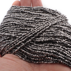 Hank (25000) Vintage Czech silver faceted glass seed beads 14 beads per inch