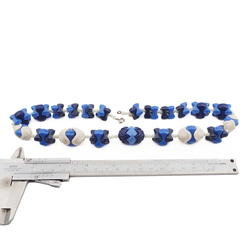 Vintage necklace Czech interlocking blue uranium Art Deco glass beads 