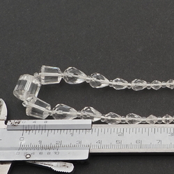 Vintage Czech necklace crystal clear faceted bugle cone teardrop glass beads 