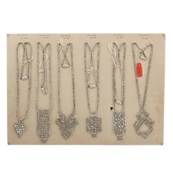 Large Sample card 6 Deco Geometric Czech vintage rhinestone jewelry Necklaces 