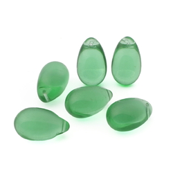 (6) Vintage Czech teardrop uranium green glass grape Chandelier fruit lamp prism beads 23mm