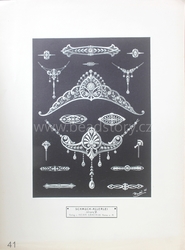 German Art Nouveau jewelry technical design print catalogue page Hanau 1911 "Schmuck-Allerlei"