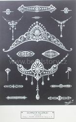 German Art Nouveau jewelry technical design print catalogue page Hanau 1911 "Schmuck-Allerlei"