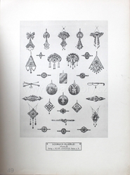 Art Nouveau ring, pendant and brooch technical design print catalogue page "Schmuck-Allerlei" Germany