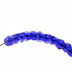 Lot (50) 4mm Czech vintage cobalt blue English cut faceted glass beads