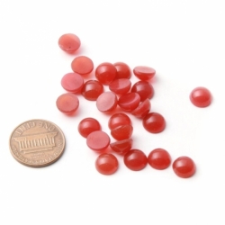 Lot (24) 8mm Czech vintage carnelian red opaline gemstone glass cabochons