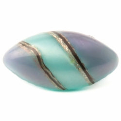 Antique Victorian Czech lilac satin striped lampwork oval glass button 16mm