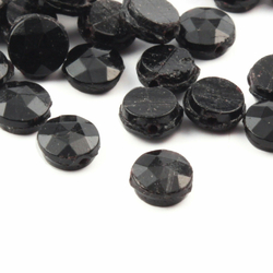 Lot (50) Czech antique black nail head glass beads 7mm