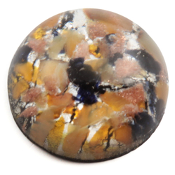 Czech vintage foil marble paperweight round glass cabochon 13mm