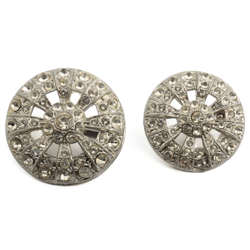 1 (25mm) 40L Silver Metal Vintage Rhinestone Buttons #825