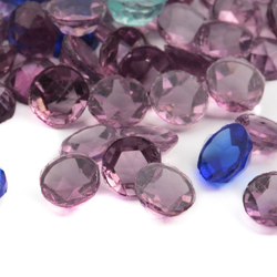 6x Vintage Blue AB Stones, Faceted Round Glass Flatback, 18mm