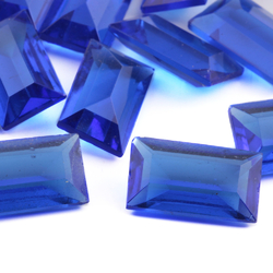 Large Czech antique vintage rectangle faceted sapphire blue glass rhinestone 21x12mm (1 piece)