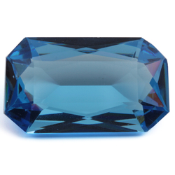 Large antique Czech hand cut sapphire blue octagon glass rhinestone 35x20mm