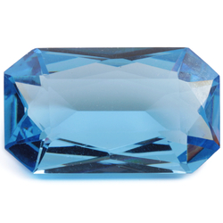 Large antique Czech hand faceted sapphire blue octagon glass rhinestone 35x20mm