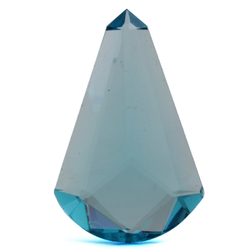 Large antique Czech hand faceted aqua blue teardrop glass rhinestone 40x25mm