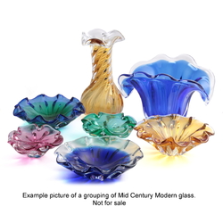 Vintage Czech topaz crystal bicolor twist glass vase Mid Century modern hand blown