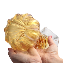 Vintage Czech topaz crystal bicolor twist glass vase Mid Century modern hand blown