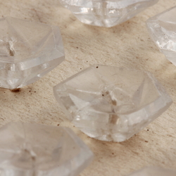 Card (24) Vintage Czech 12mm 1930's crystal clear hexagon glass buttons