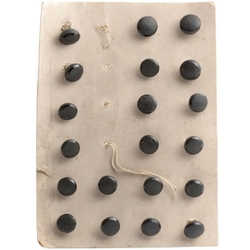 Card (20) antique Victorian Czech dimi black doll round glass buttons 9/10mm