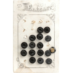 Card (16) Vintage Czech 1920's geometric black dimi doll glass buttons 10mm