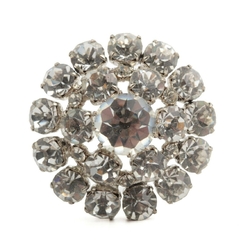 Vintage LeChic Crystal Rhinestone Buttons Silver Shank New Old