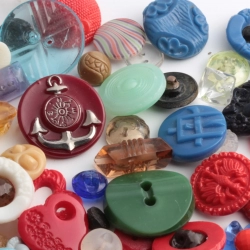 Lot antique Czech assorted glass buttons floral cabochon findings (120)