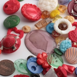 Lot antique Czech assorted glass buttons floral cabochon findings (120)