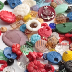 Lot antique Czech assorted glass buttons floral cabochon findings (120)