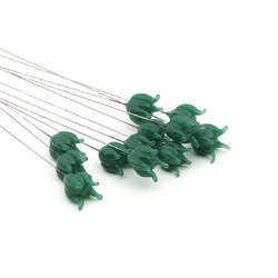 Large lampwork green glass lily tulip bell flower earring headpin glass bead