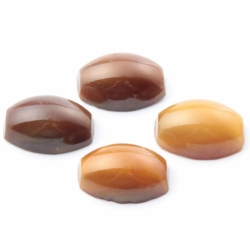 Glass cabochons Lot (4) 18 x 13mm Czech vintage caramel satin moonglow oval domed