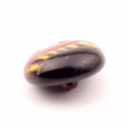 11mm Antique Victorian 1900's Czech white red yellow aventurine striped black lampwork dimi glass button