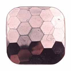 Large 34mm antique Czech metallic iridescent black hexagon honeycomb square glass button