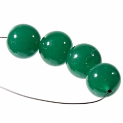 Lot (4) 15mm vintage Czech chrysoprase green opaline lampwork glass beads