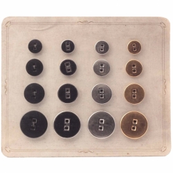 Sample card (16) large Czech vintage silver gold lustre black glass buttons 