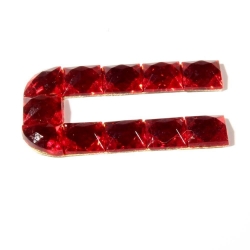 Czech vintage fabric back red glass rhinestone letter U clothing embellishment