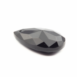 39mm Vintage Czech teardrop faceted black glass Chandelier lamp prism pendant bead