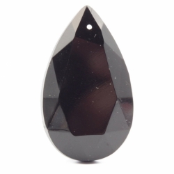 39mm Vintage Czech teardrop faceted black glass Chandelier lamp prism pendant bead