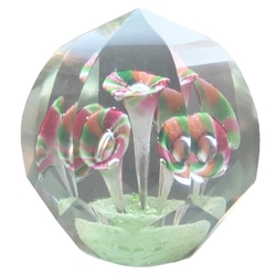 Czech antique crystal glass lampwork millefiori trumpet flower paperweight