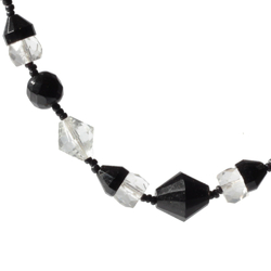 Vintage Art Deco necklace Czech black crystal glass beads