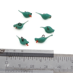 6 Czech antique micro lampwork chrysopase green glass bird pendant beads