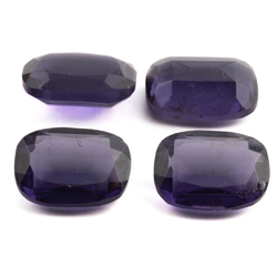 Lot (4) Czech vintage rectangle faceted purple amethyst glass rhinestones 20x14mm