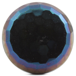 Antique Czech peacock iridescent lustre honeycomb pattern black glass button 23mm 