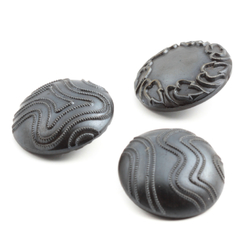 Lot (3) Antique Art Nouveau Czech pewter lustre abstract glass buttons 20mm